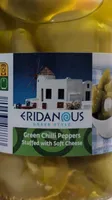 Green chilli peppers stuffed with soft cheese