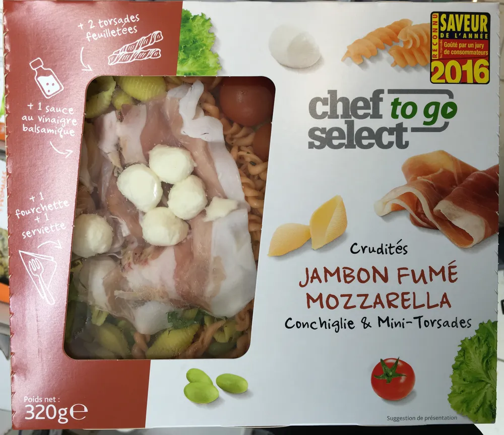 Crudités Jambon fumé Mozzarella Conchiglie & Mini-Torsades