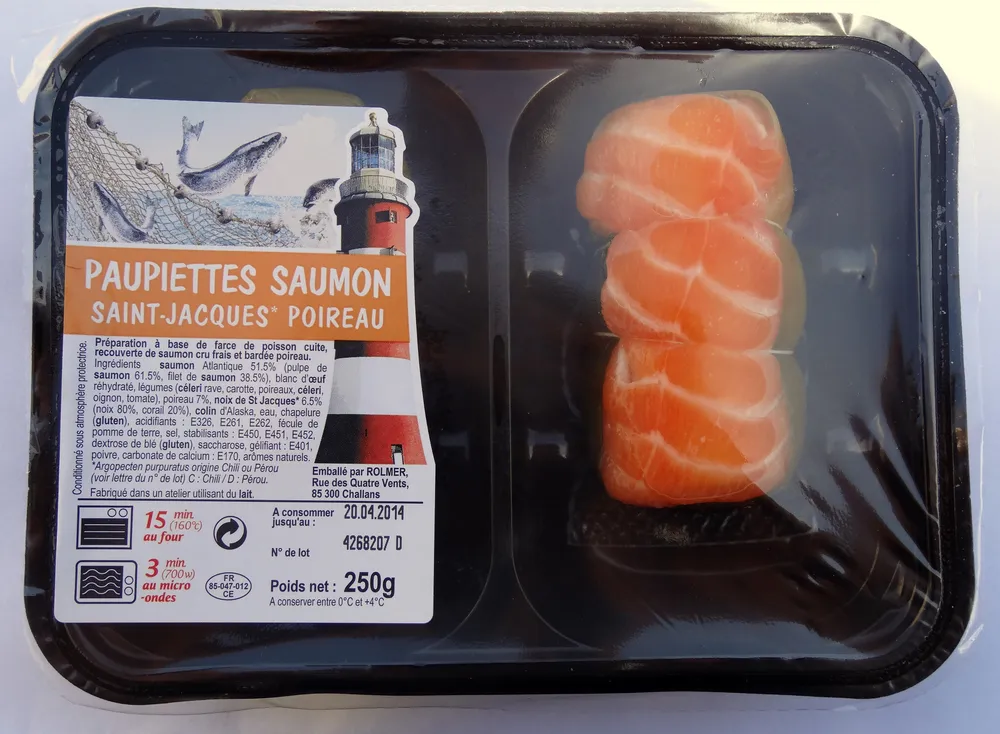 Paupiettes saumon-st jacques-poireau
