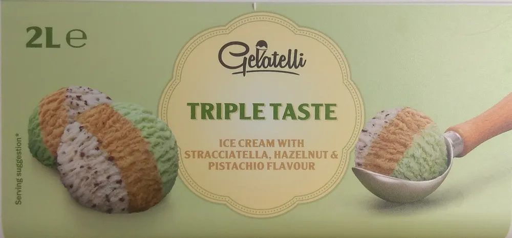 Triple Taste Ice Cream with Stracciatella, Hazelnut & Pistachio