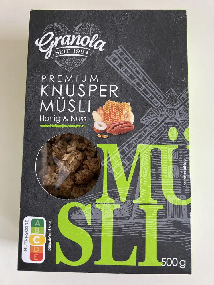 Granola Premium knusper Müsli Honig&Nuss