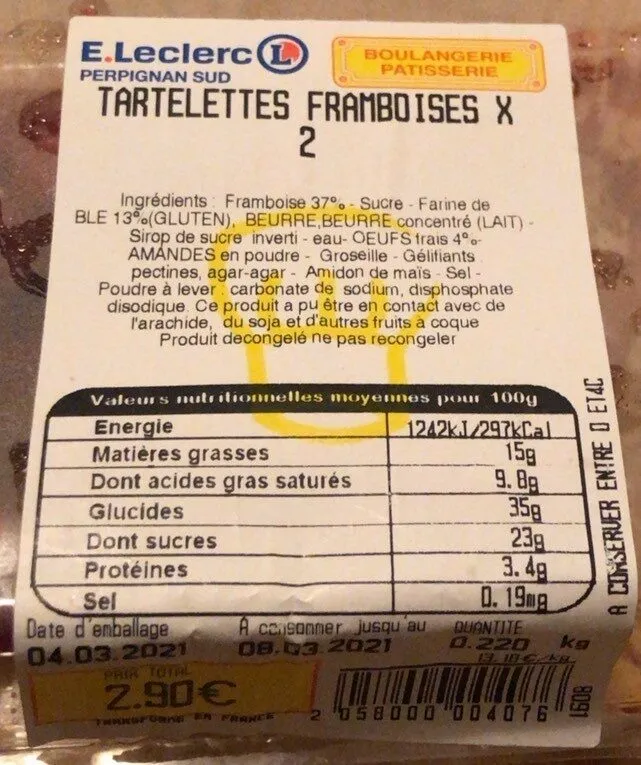 Tartelettes framboises x2