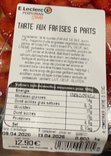 Tarte aux fraises 6 parts