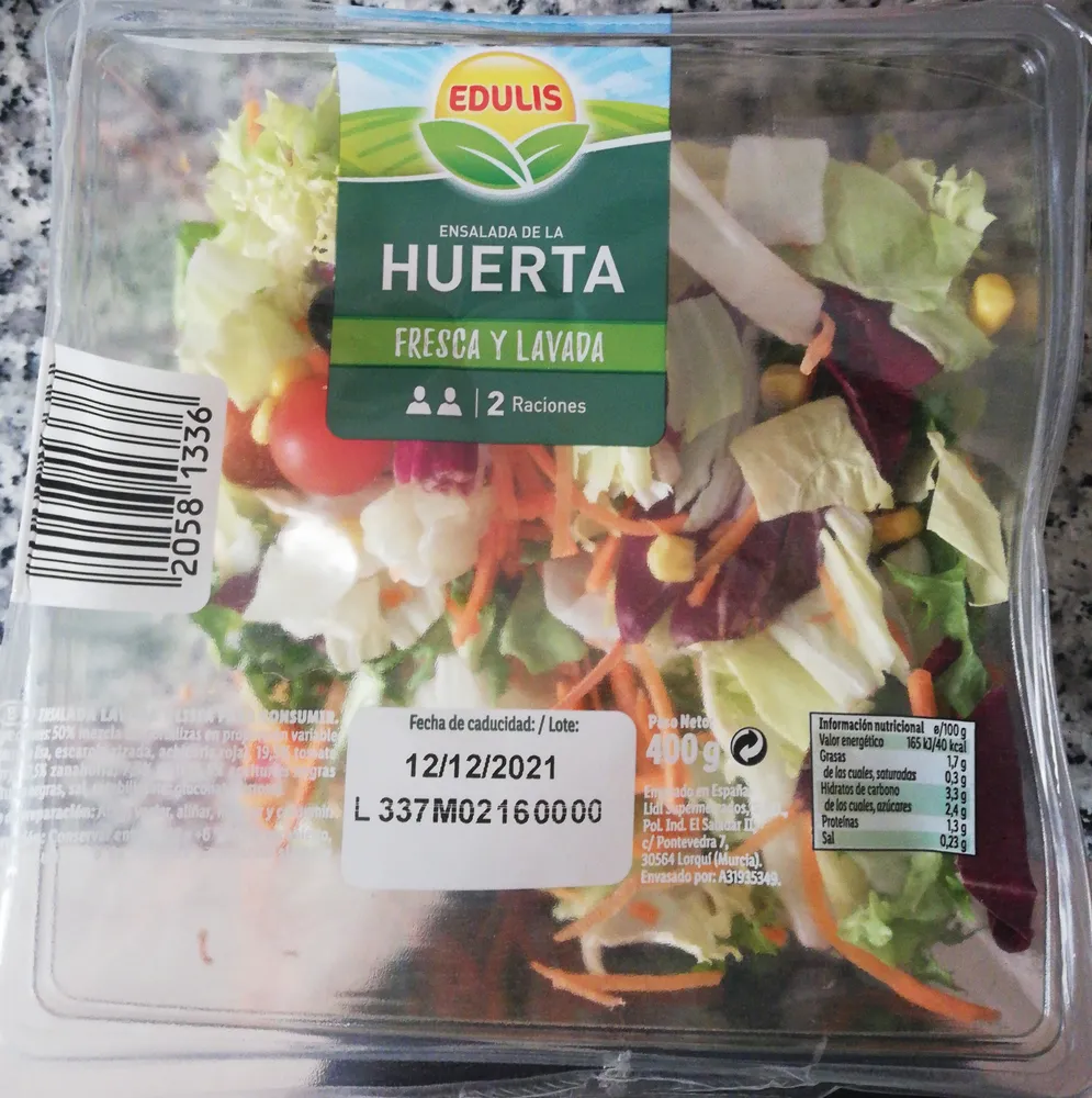 Ensalada de la huerta fresca y lavada