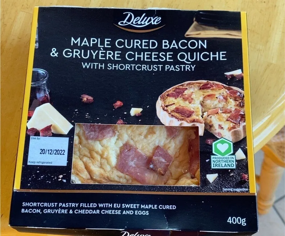 Maple cured bacon & gruyere cheese quiche