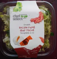 Crudités Bacon Fumé œuf poché vinaigrette au vin