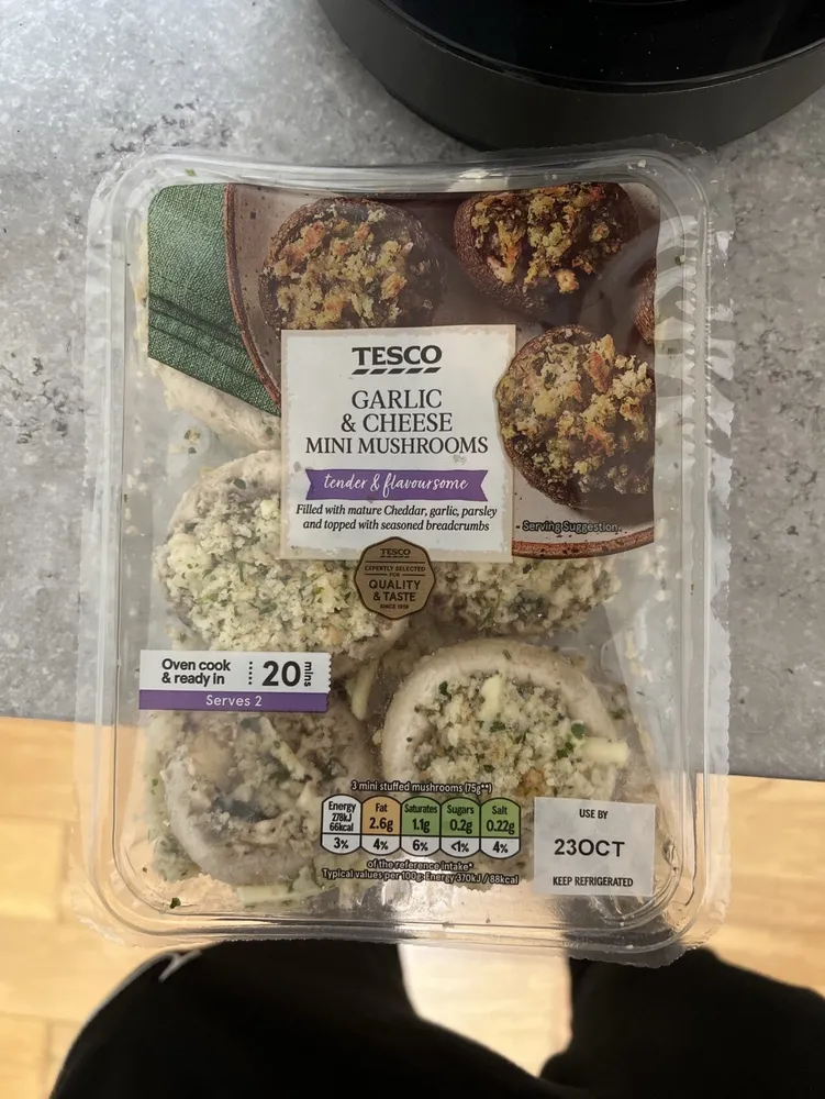 Garlic And Cheese Stuffed Mini Mushrooms