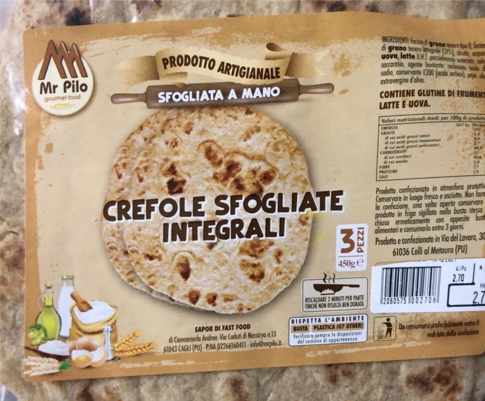 Crefole sfogliate integrali