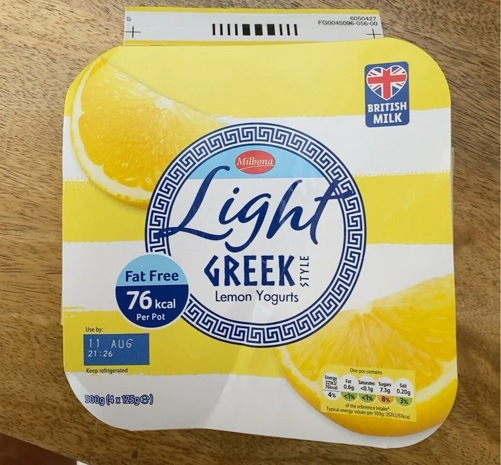 Light greek lemon yogurts