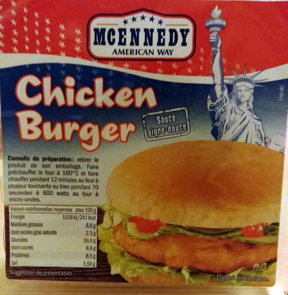 Chicken Burger Sauce Aigre-Douce