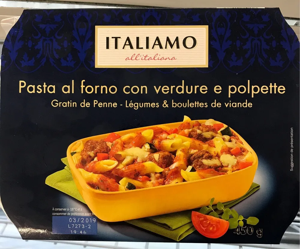 Gratin de Penne - Légumes & boulettes de viande
