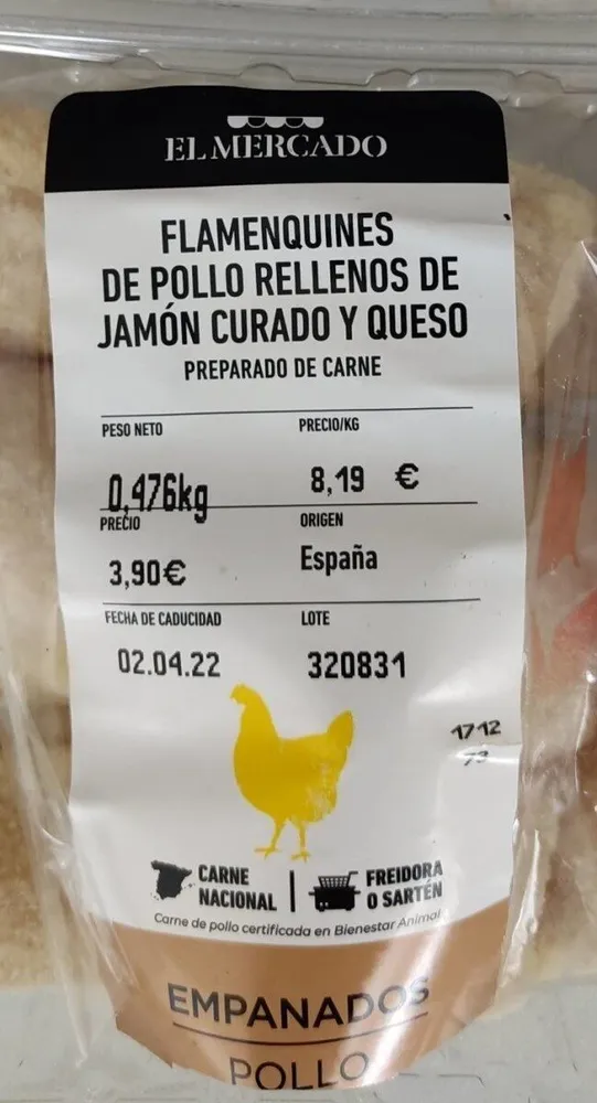 Flamenquines de pollo rellenos de jamón curado y queso