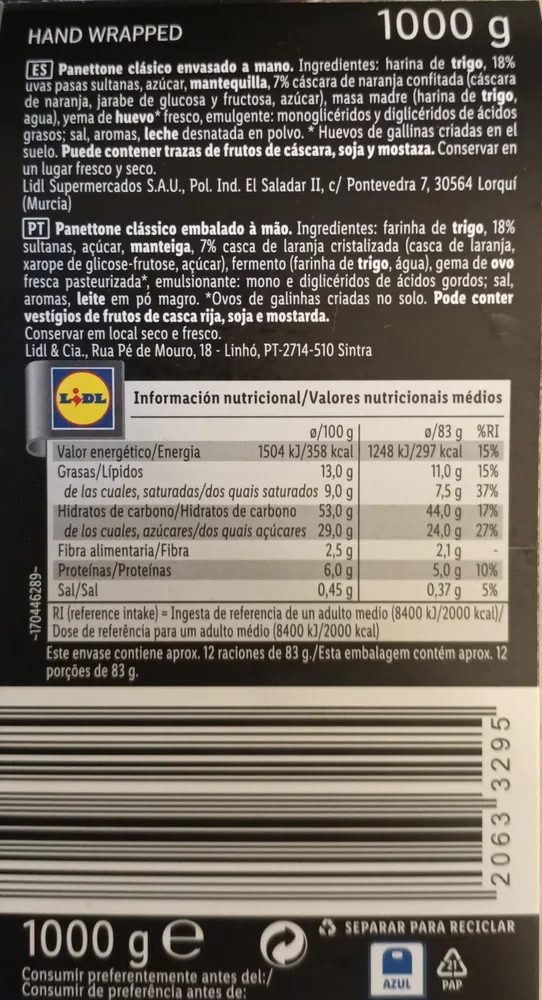 Deluxe Panettone classico Lidl