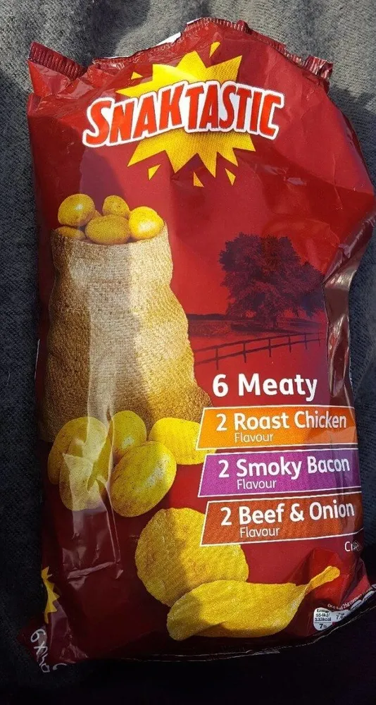 6 meaty crisps