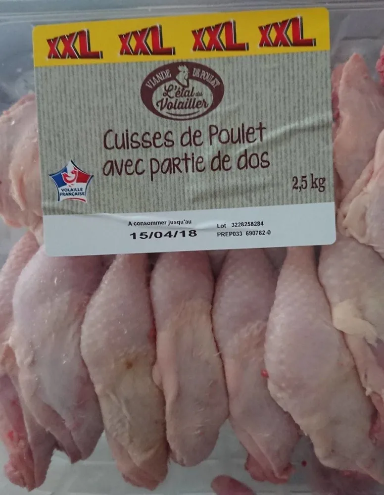 Cuisse de poulet avec partie de dos
