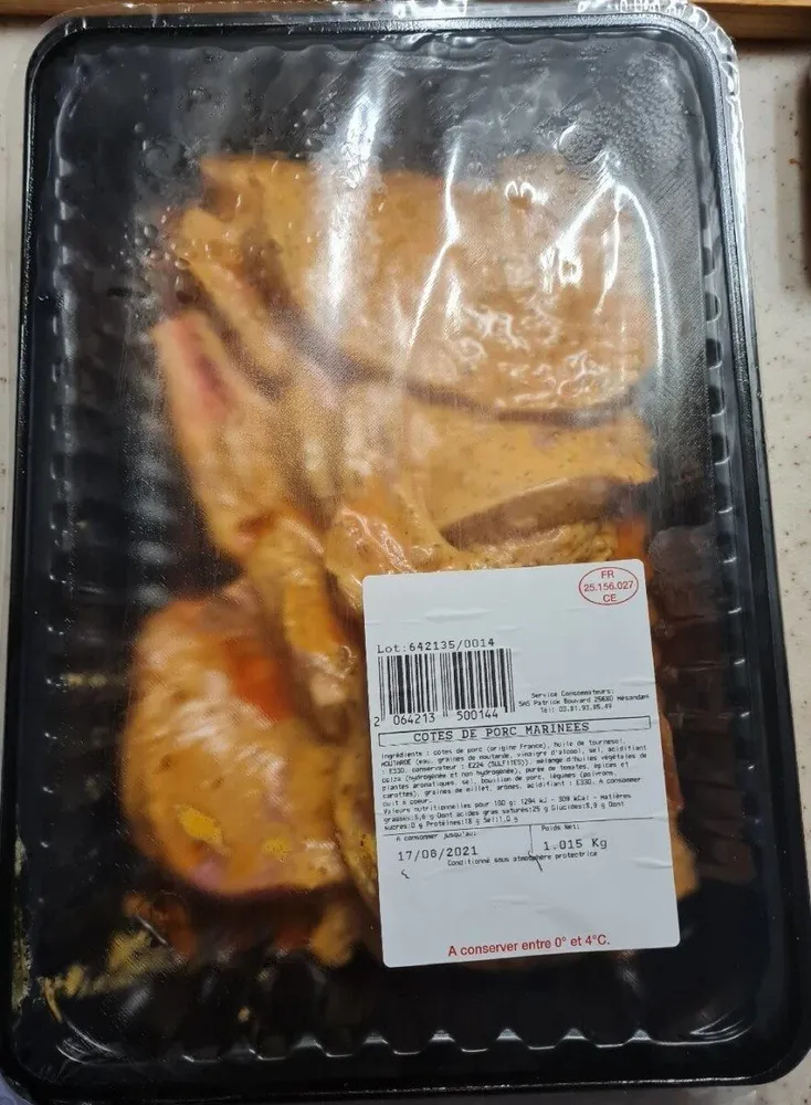 Côtés de porc marinées