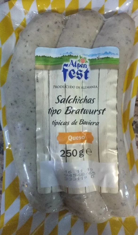 Salchichas tipo Bratwurst con queso