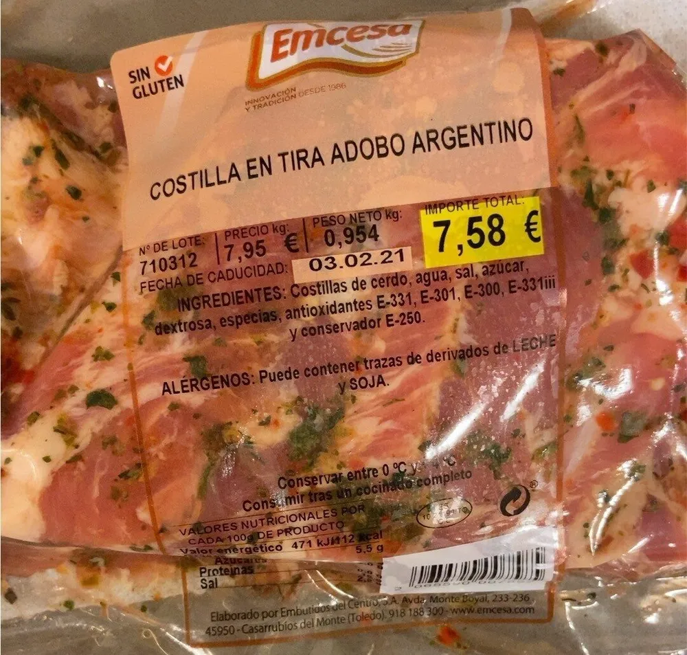 Costilla en tira adobo argentino