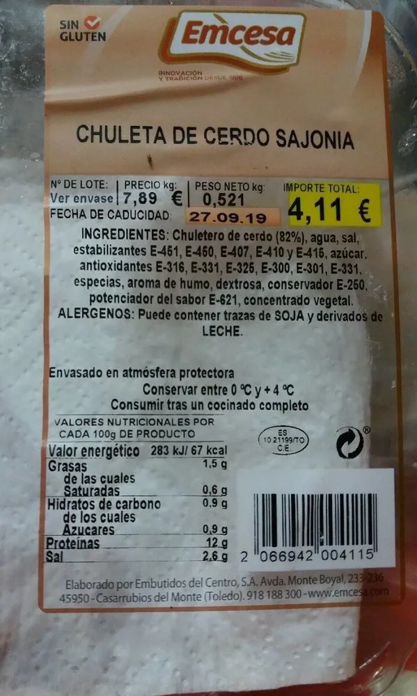 CHULETA DE CERDO SAJONIA