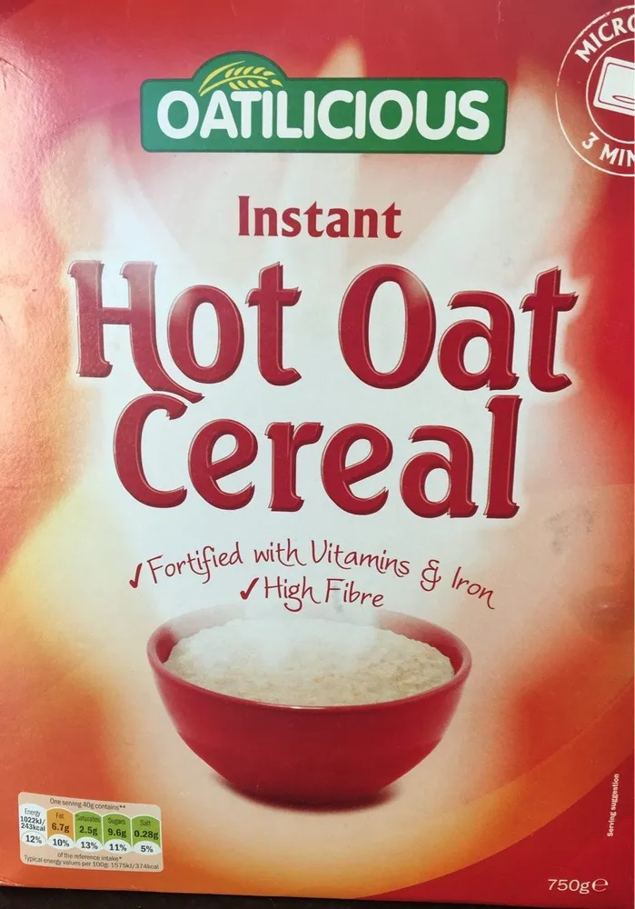 Instant hot oat cereal