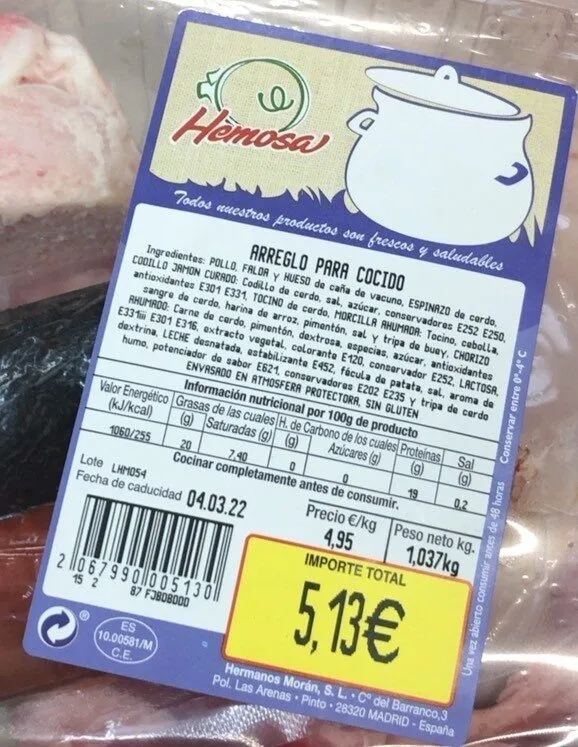 Arreglo para cocido