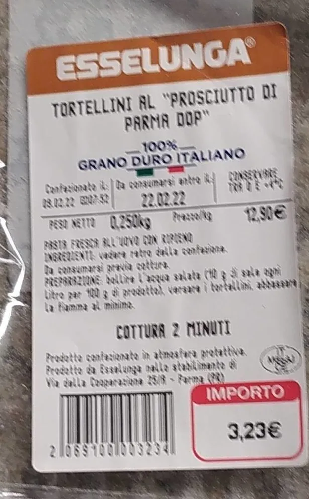 Tortellini al prosciutto di Parma dop