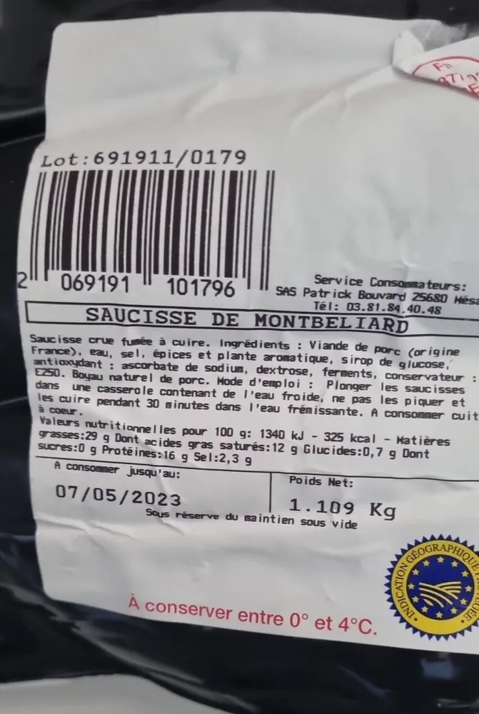 Saucisse De Montbéliard