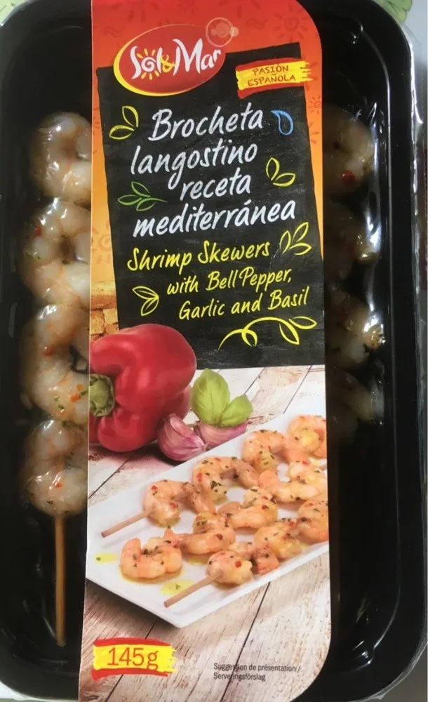 Brochettes de Crevettes, Aromatisées, à la Méditerranéenne.