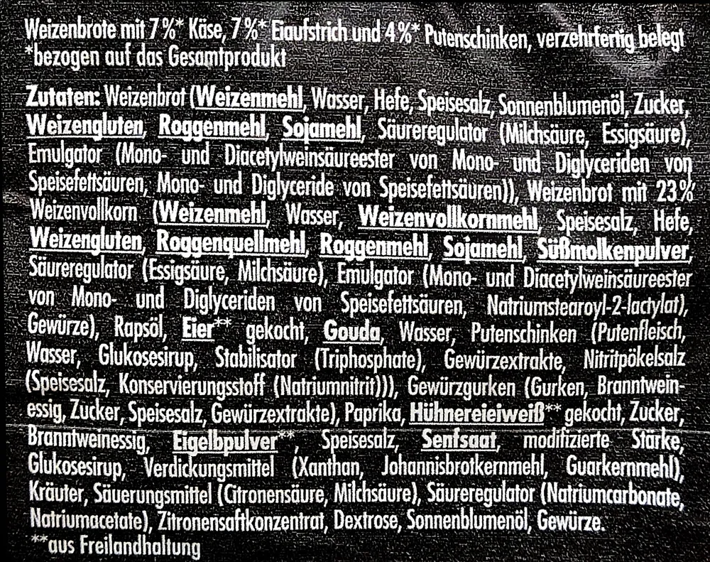Sandwich-Trio - Käse, Pute, Eiaufstrich