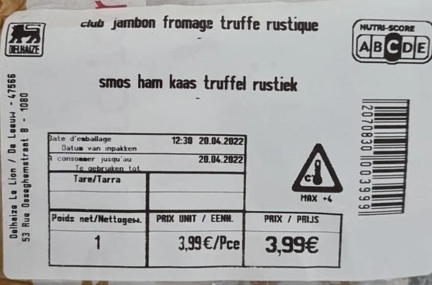 Sandwich club jambon fromage truffe rustique