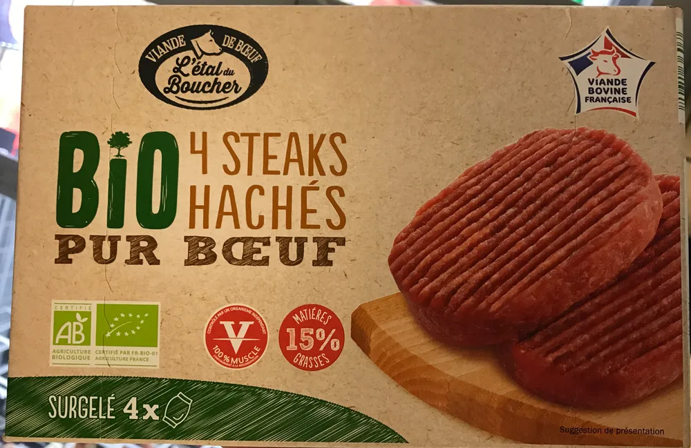 4 steaks hachés bio pur boeuf