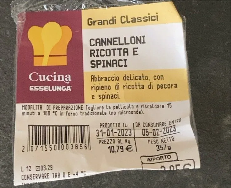 Cannelloni ricotta e spinaci