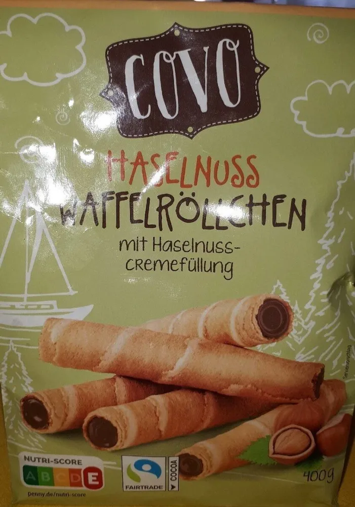 Covo  Haselnuss Waffelröllchen