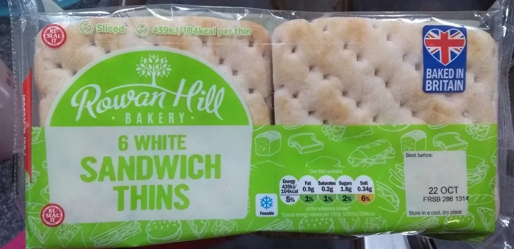 6 White sandwich thins