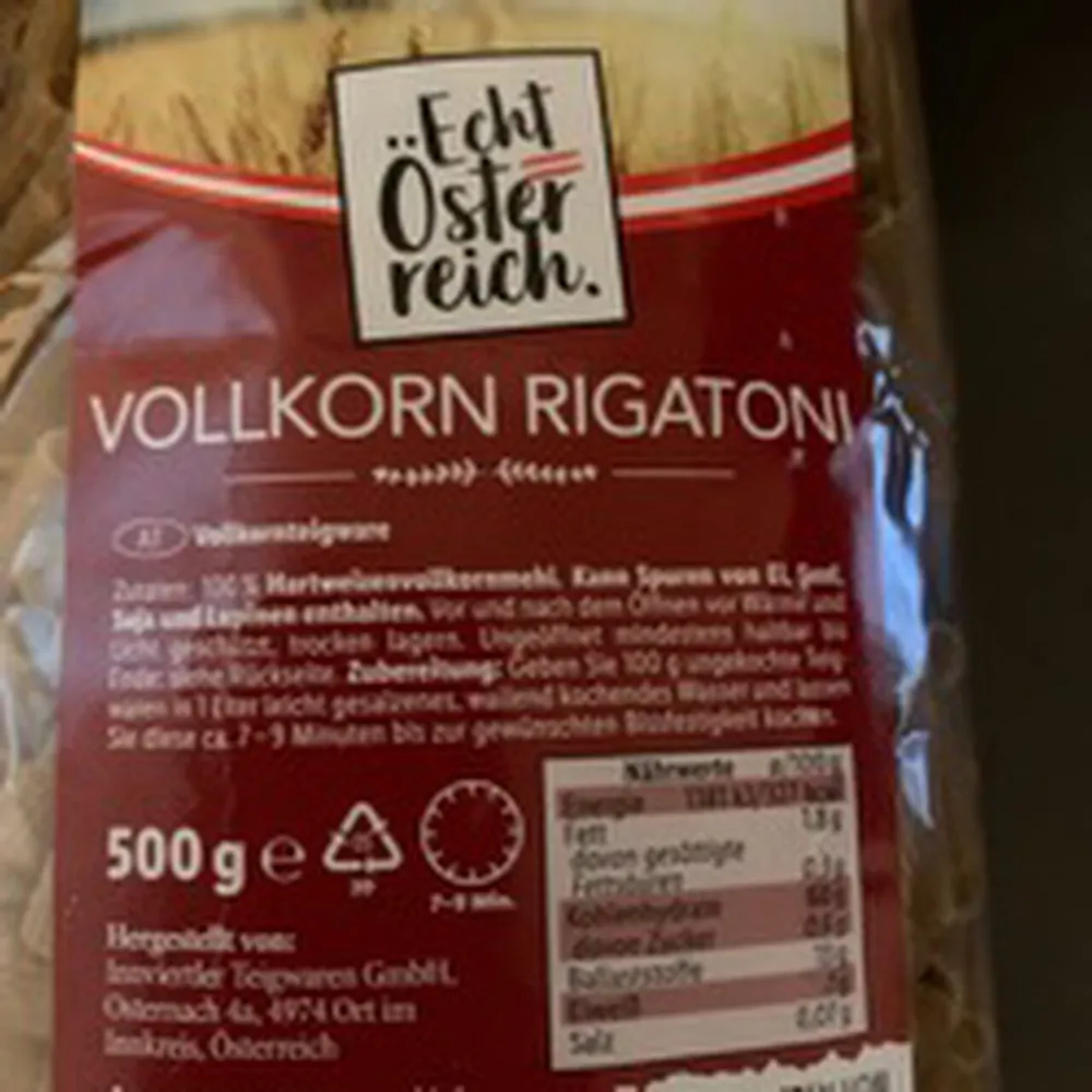 Vollkorn Rigatoni