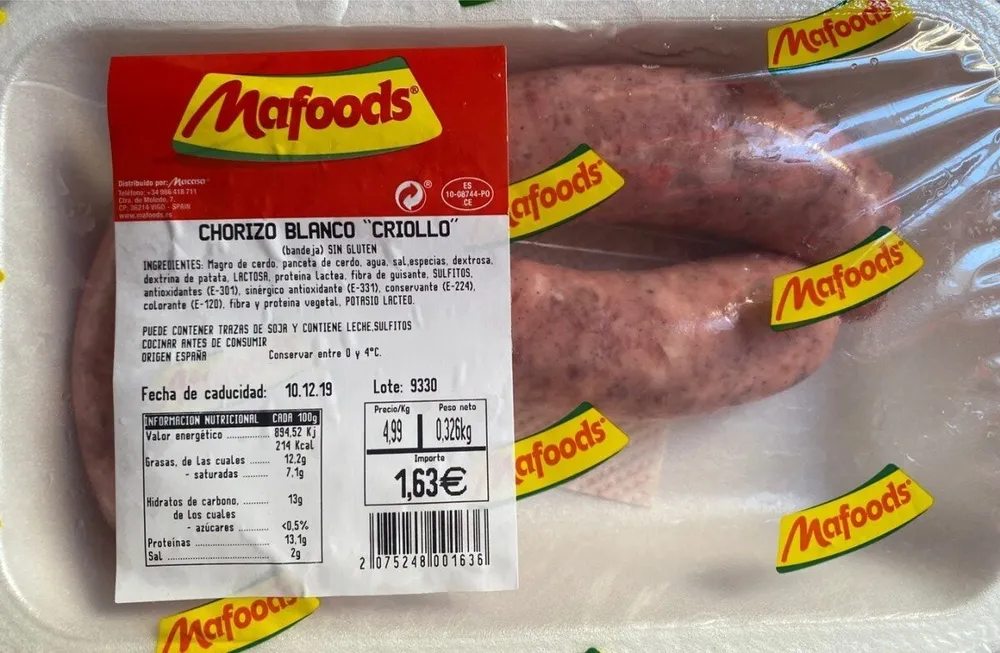 Chorizo blanco criollo