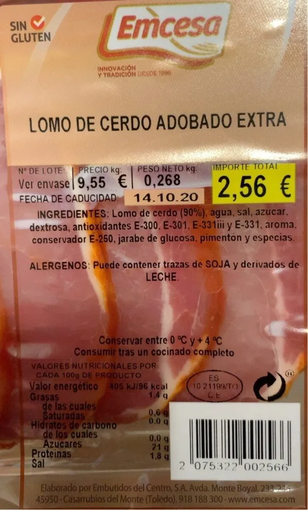 Lomo de cerdo adobado extra