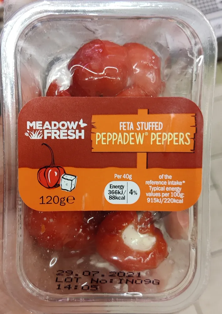 Feta stuffed peppadew peppers