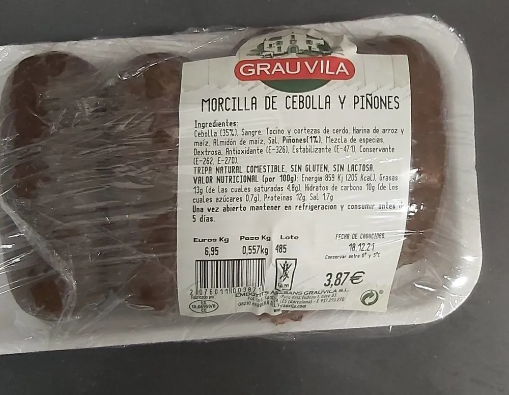 Morcilla de cebolla y piñones