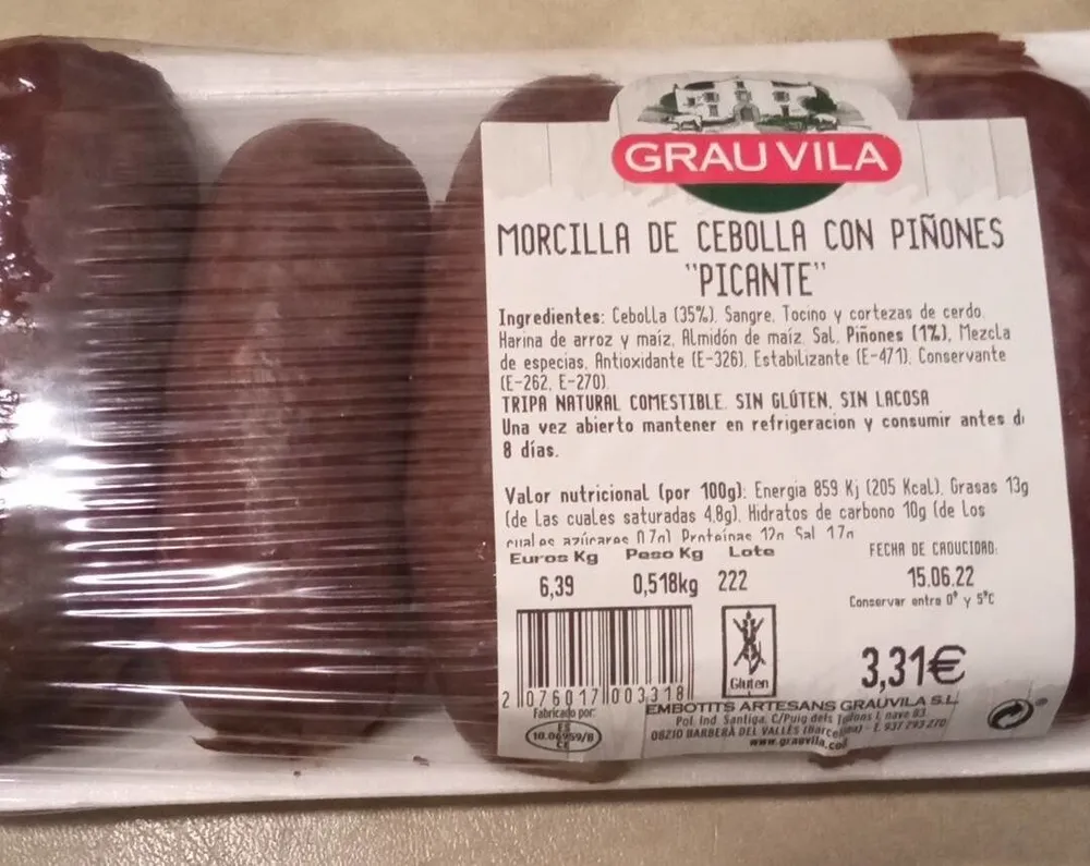 Morcilla de cebolla con piñones