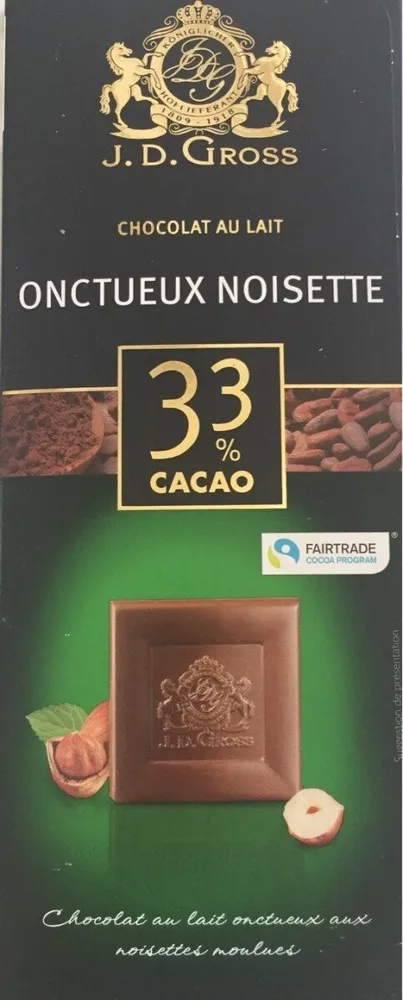 Chocolat au lait onctueux noisette