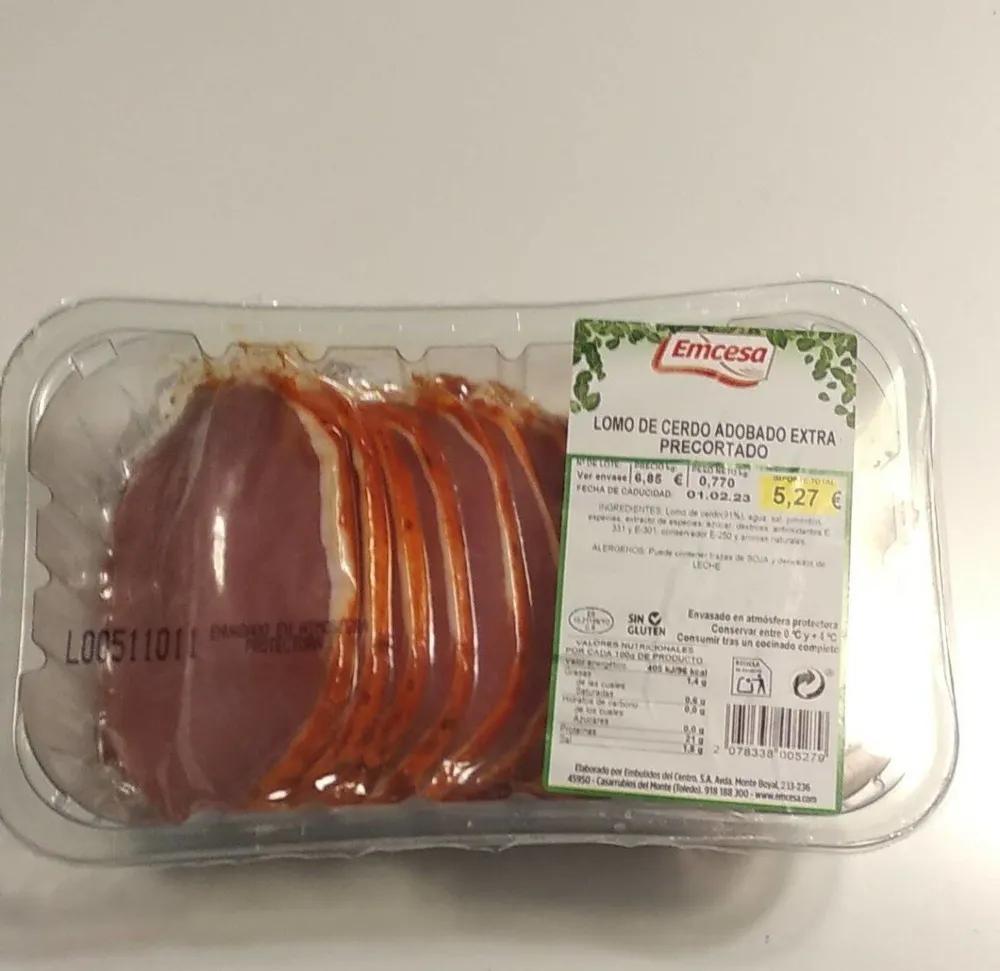 Lomo de cerdo adobado precirtado