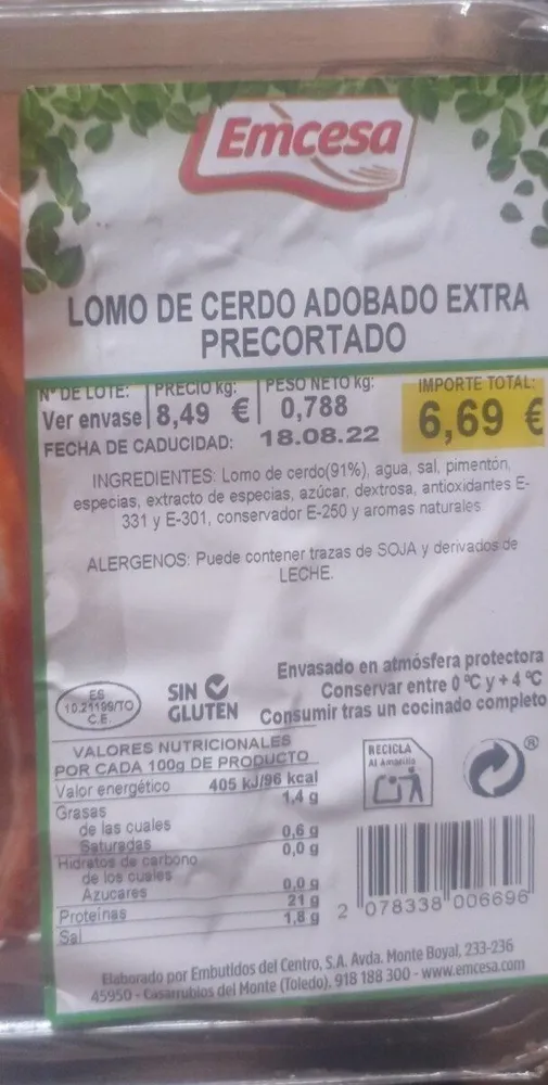 Lomo de cerdo adobado