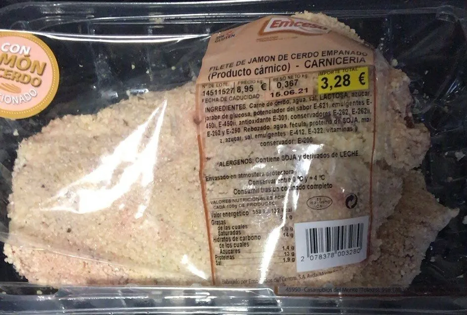 Filete de jamon de cerdo empanado