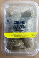 Grüne Oliven ohne Stein mit Frischkäse, mariniert mit Zitrone