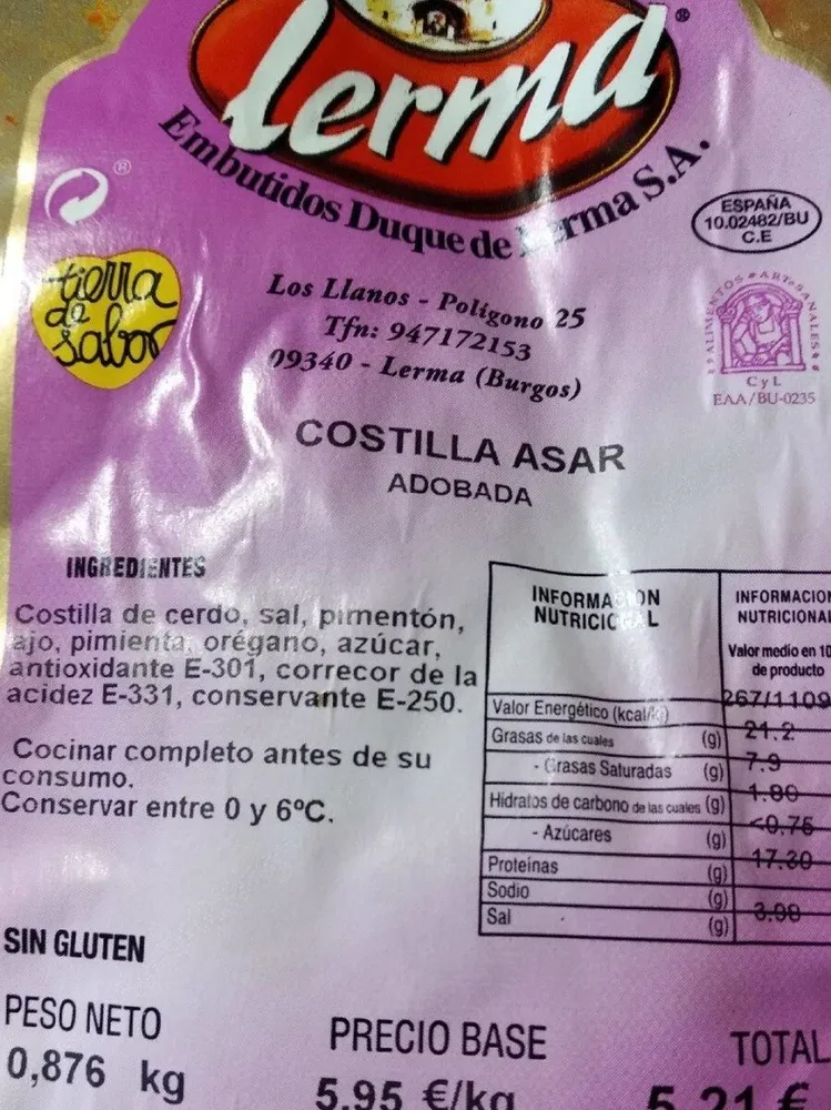 Costilla asar adobada