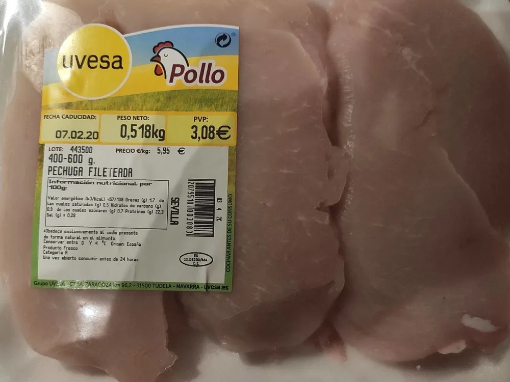 Pechuga fileteada