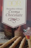 Barquillos rellenos de crema de chocolate