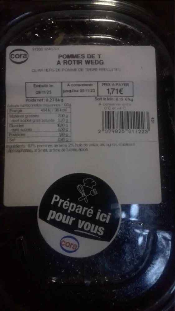 Pomme de terre a rôtir wedg