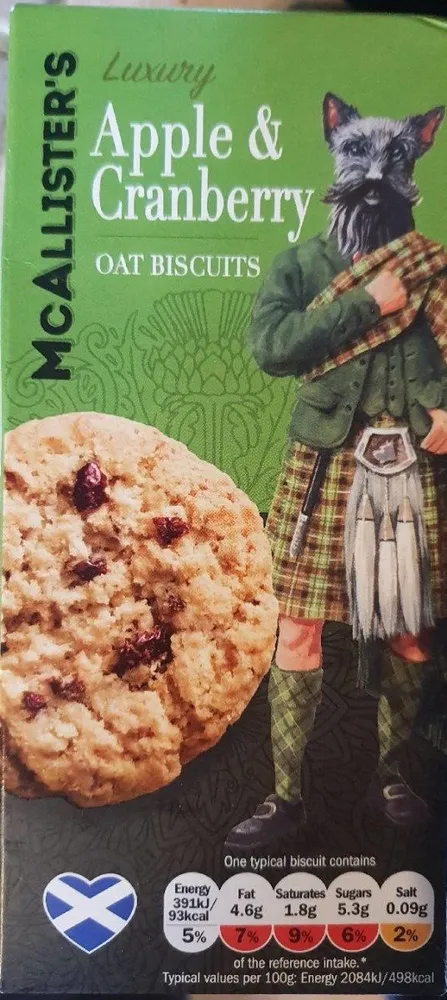 Apple &  cranberry oat biscuits